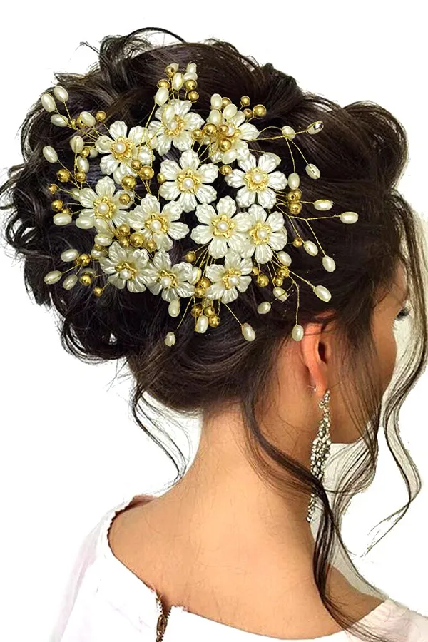 White_&_Golden_Stylish_Hair_Vein_Accessories_For_Women_(18_X_10_X_10_Cm)