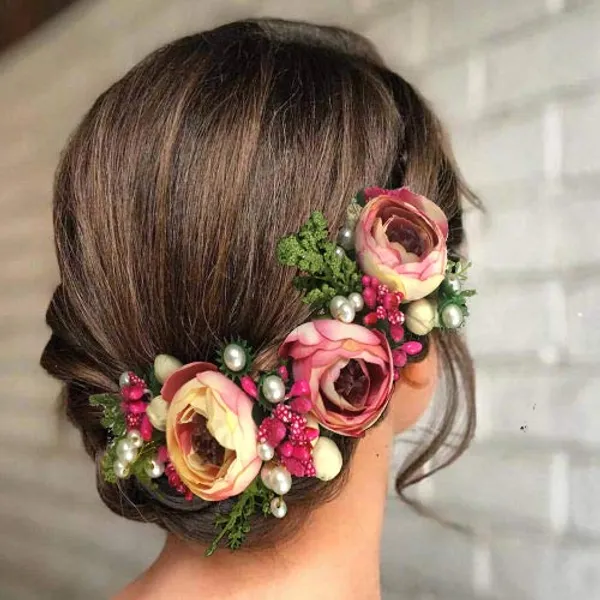 Dark_Pink_Artificial_Rose_Flowers_Hair_Vein_For_Women_&_Girls