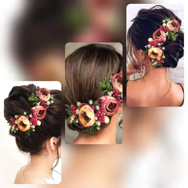 Dark_Pink_Artificial_Rose_Flowers_Hair_Vein_For_Women_&_Girls