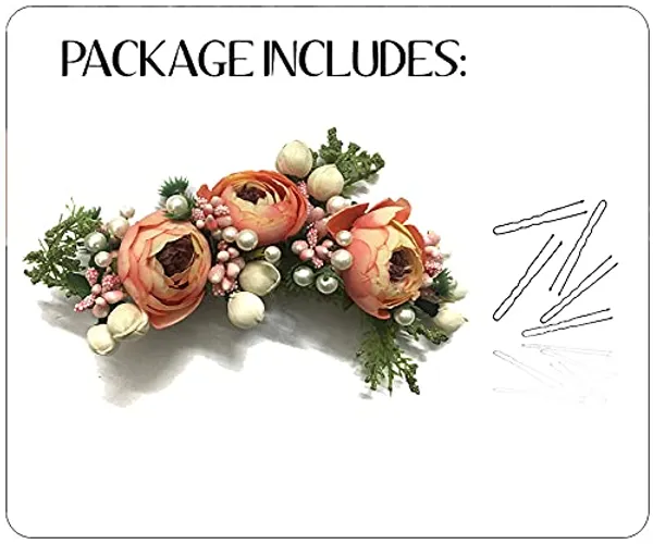 Peach_Artificial_Rose_Flowers_Hair_Vein_For_Women_&_Girls