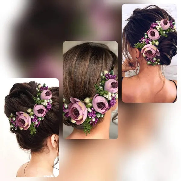 Purple_Artificial_Rose_Flowers_Hair_Vein_For_Women_&_Girls