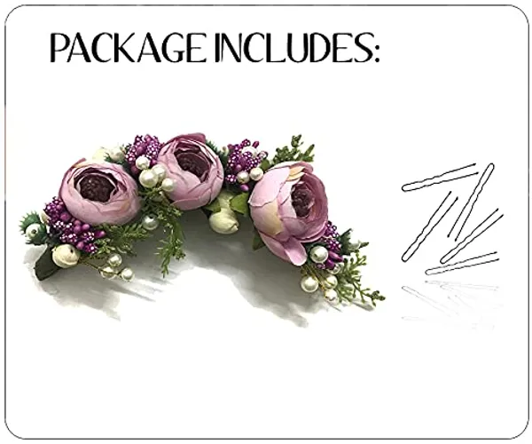 Purple_Artificial_Rose_Flowers_Hair_Vein_For_Women_&_Girls