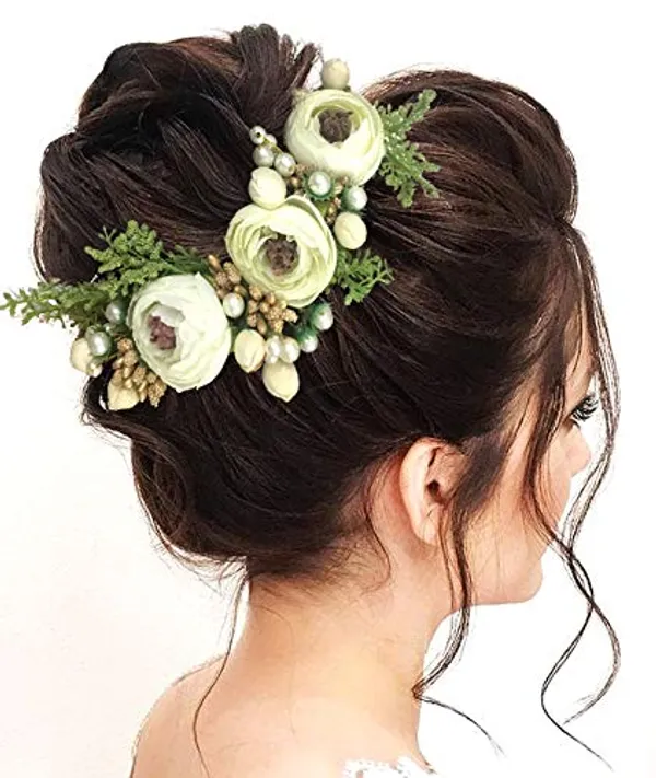 White_Artificial_Rose_Flowers_Hair_Vein_For_Women_&_Girls