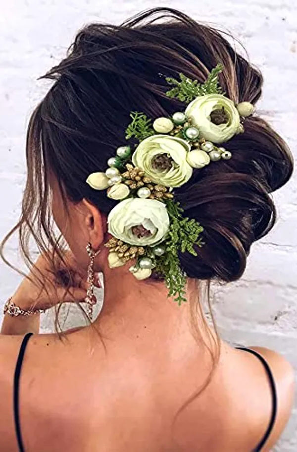 White_Artificial_Rose_Flowers_Hair_Vein_For_Women_&_Girls