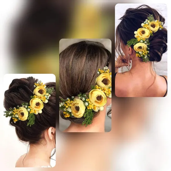 Yellow_Artificial_Rose_Flowers_Hair_Vein_For_Women_&_Girls
