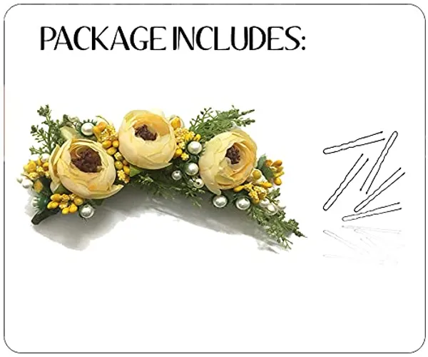Yellow_Artificial_Rose_Flowers_Hair_Vein_For_Women_&_Girls
