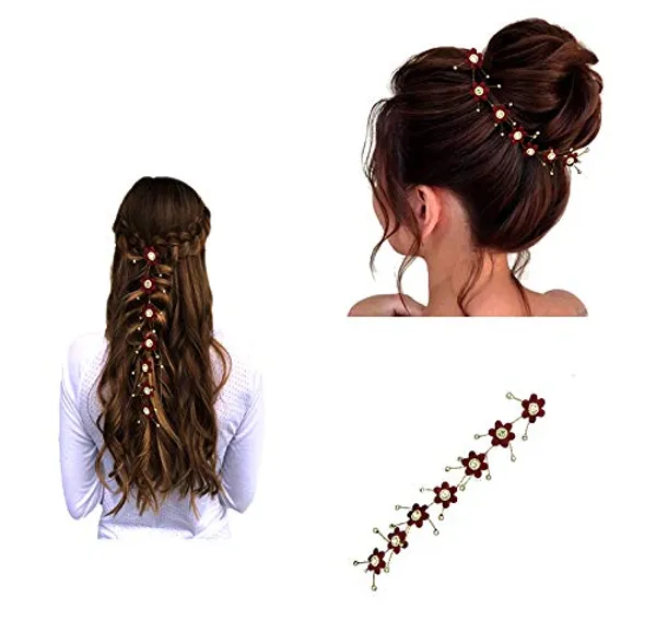 Maroon_Artificial_Flower_Hair_Vein_Accessories_For_Women