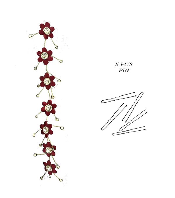 Maroon_Artificial_Flower_Hair_Vein_Accessories_For_Women