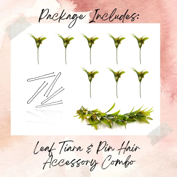 2409/2410_-_Green_Artificial_Leaves_With_Pearls_Designed_Hairpin/Juda_Pin