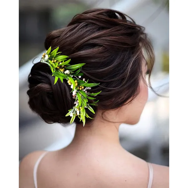 Green_Artificial_Leaves_With_Pearls_Designed_Hair_Vein/Hair_Juda_Pin