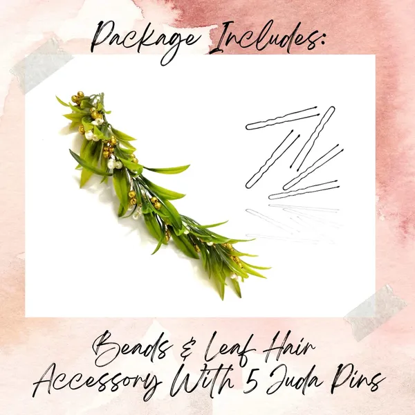 Green_Artificial_Leaves_With_Pearls_Designed_Hair_Vein/Hair_Juda_Pin