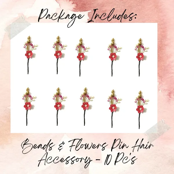 Pack_of_10_Dark_Pink_Artificial_Flower_With_Pearl_Hair_Pin_Decoration_Accessories_Pins