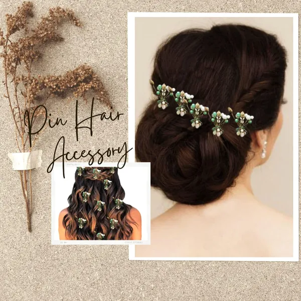 Pack_of_10_Green_Artificial_Flower_With_Pearl_Hair_Pin_Decoration_Accessories_Pins