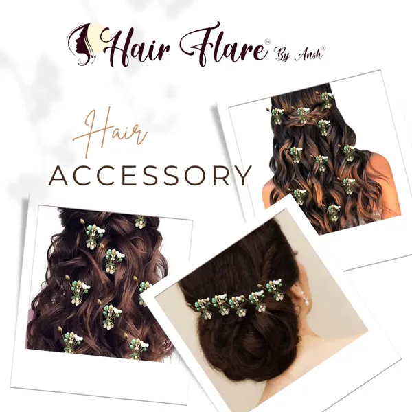Pack_of_10_Green_Artificial_Flower_With_Pearl_Hair_Pin_Decoration_Accessories_Pins