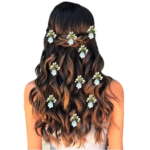 Pack_of_10_Light_Green_Artificial_Flower_With_Pearl_Hair_Pin_Decoration_Accessories_Pins