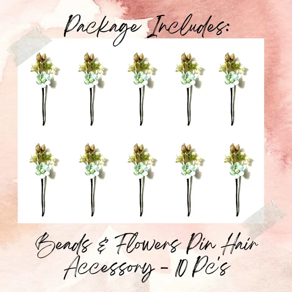 Pack_of_10_Light_Green_Artificial_Flower_With_Pearl_Hair_Pin_Decoration_Accessories_Pins