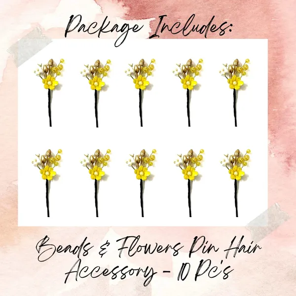 Pack_of_10_Light_Yellow_Artificial_Flower_With_Pearl_Hair_Pin_Decoration_Accessories_Pins