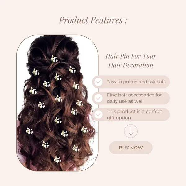 White_Artificial_Flowers_With_Golden_Pearls_Hair_Pin_Accessories_For_Women_Pack_Of_18_Pins