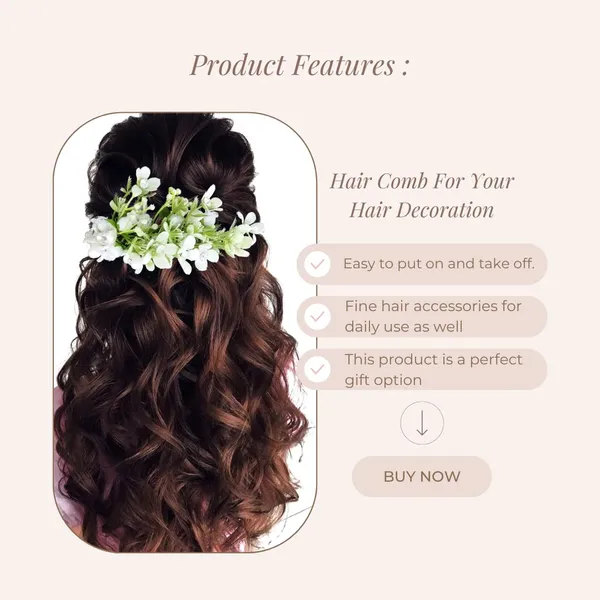 White_Artificial_Flower_With_Leaf_Designed_With_Stones_&_Pearls_Comb_Slide