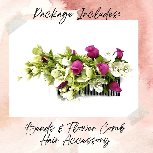 Dark_Pink_Artificial_Flower_With_Leaf_Designed_With_Stones_&_Pearls_Comb_Slide