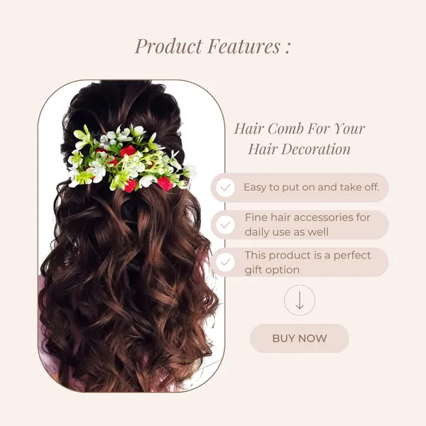 Red_Artificial_Flower_With_Leaf_Designed_With_Stones_&_Pearls_Comb_Slide