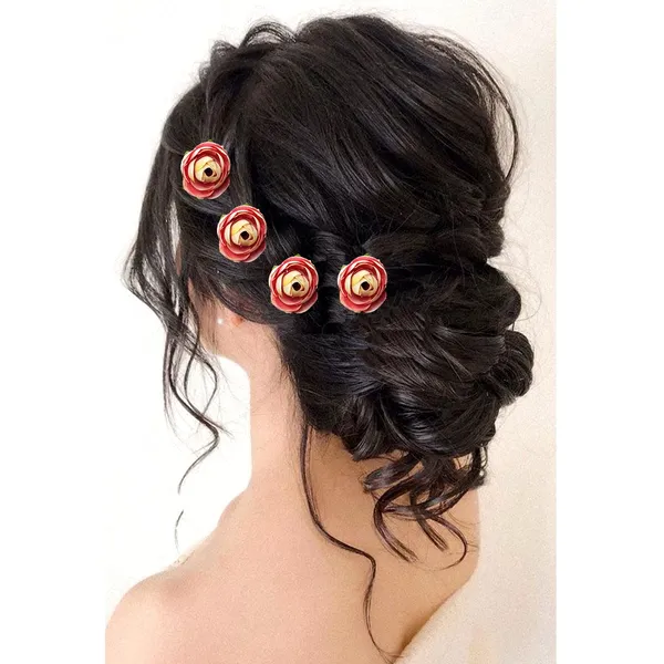 Peach_Artificial_Rose_Flower_Made_Hair_Pin