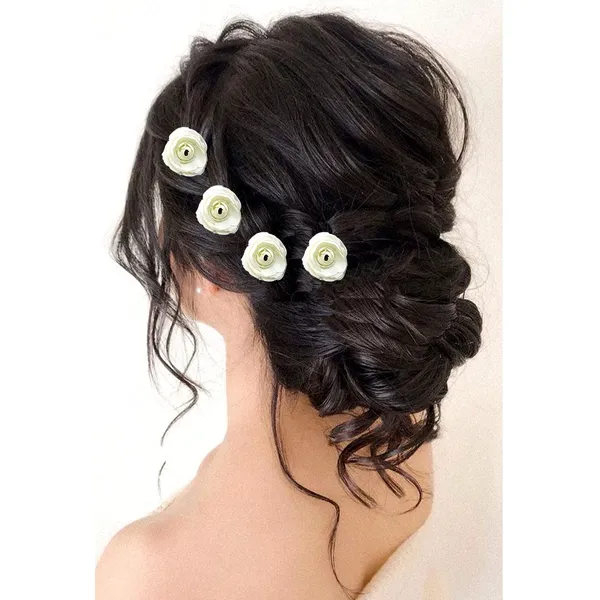 White_Artificial_Rose_Flower_Made_Hair_Pin