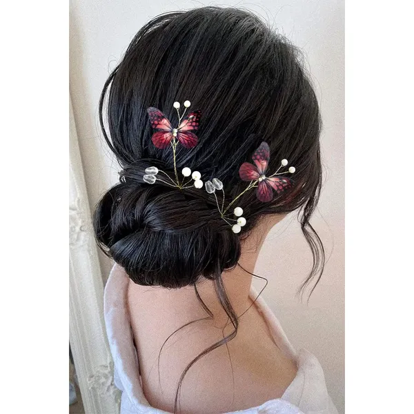 Maroon_Fabric_Butterfly_With_Pearls_And_Stones_Hair_Pin_Accessories_For_Women