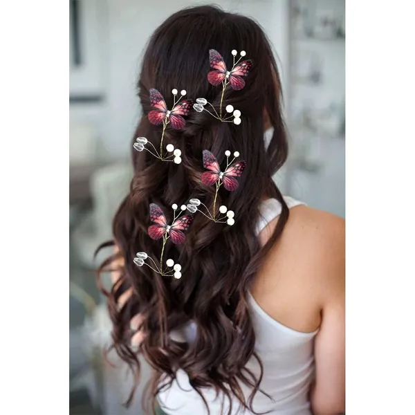 Maroon_Fabric_Butterfly_With_Pearls_And_Stones_Hair_Pin_Accessories_For_Women