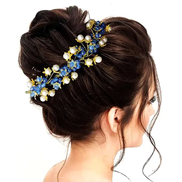 Blue_Artificial_Stone_Made_Flowers_With_Pearls_Designed_Hair_Pins