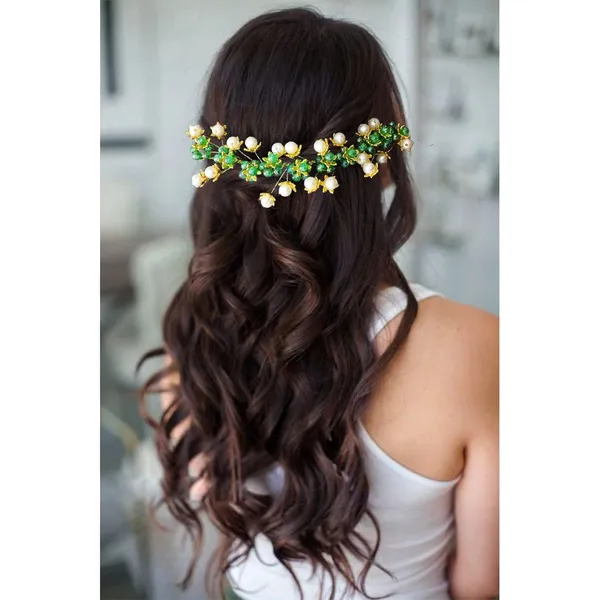 Dark_Green_Artificial_Stone_Made_Flowers_With_Pearls_Designed_Hair_Pins
