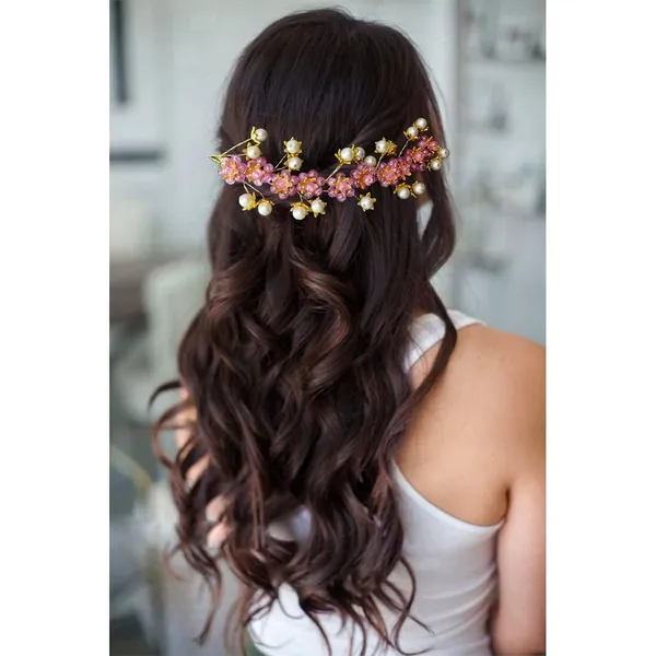 Dark_Pink_Artificial_Stone_Made_Flowers_With_Pearls_Designed_Hair_Pins