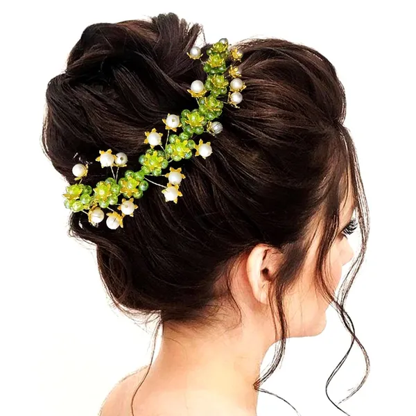 Light_Green_Artificial_Stone_Made_Flowers_With_Pearls_Designed_Hair_Pins