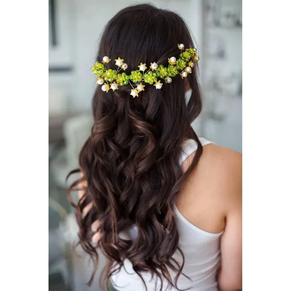 Light_Green_Artificial_Stone_Made_Flowers_With_Pearls_Designed_Hair_Pins