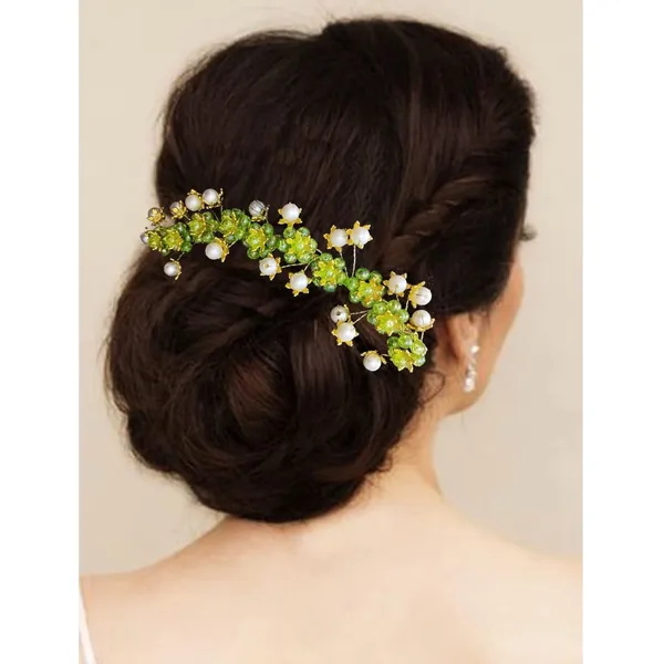 Light_Green_Artificial_Stone_Made_Flowers_With_Pearls_Designed_Hair_Pins