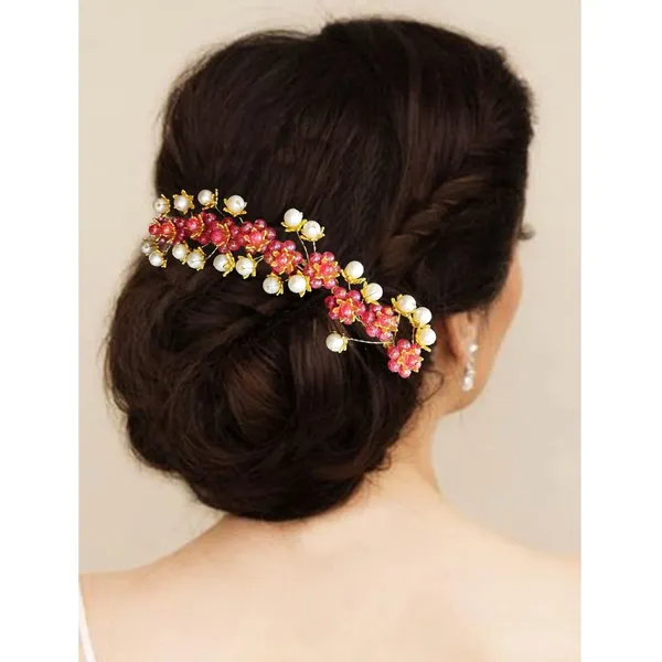 Red_Artificial_Stone_Made_Flowers_With_Pearls_Designed_Hair_Pins