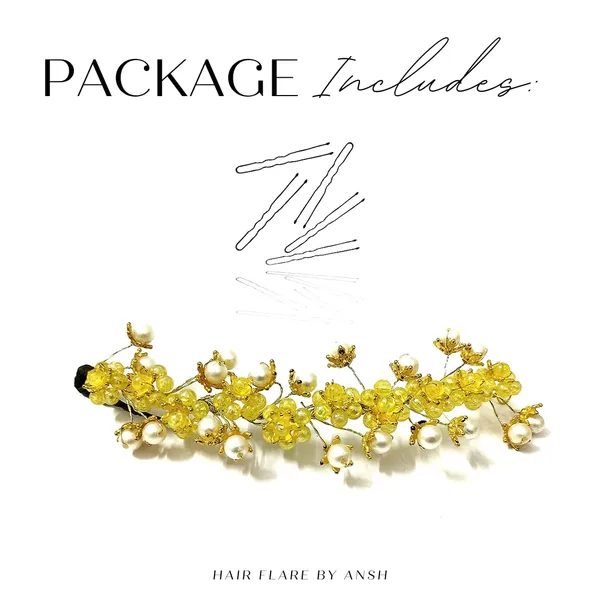 Yellow_Artificial_Stone_Made_Flowers_With_Pearls_Designed_Hair_Pins