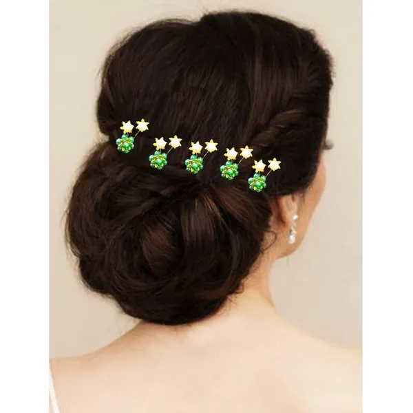 Pack_of_10_Dark_Green_Artificial_Stone_Made_Flowers_With_Pearls_Designed_Hair_Pins_Pins