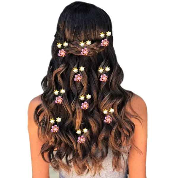 Pack_of_10_Dark_Pink_Artificial_Star_Stone_Flowers_With_Pearls_Hair_Pins_Accessories_Pins
