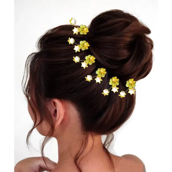 Pack_of_10_Yellow_Artificial_Stone_Made_Flowers_With_Pearls_Designed_Hair_Pins_Pins
