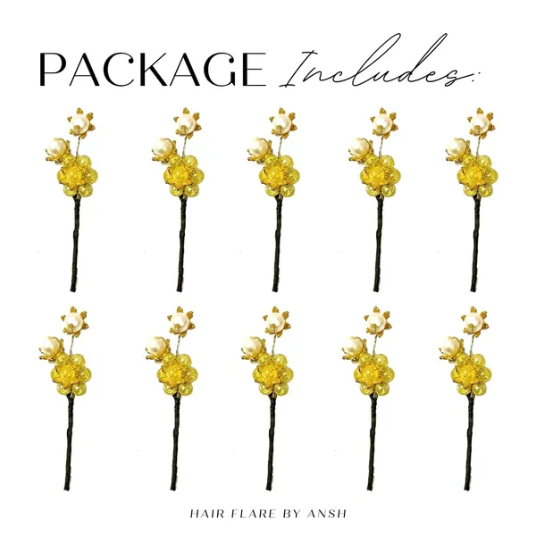 Pack_of_10_Yellow_Artificial_Stone_Made_Flowers_With_Pearls_Designed_Hair_Pins_Pins