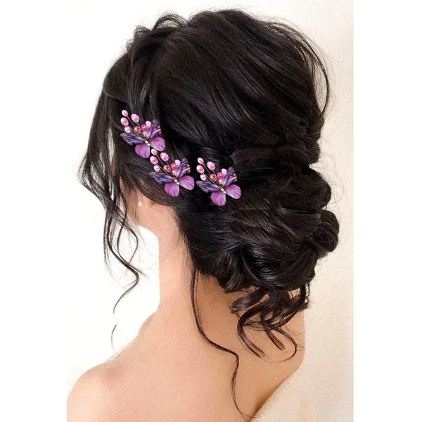 Pack_of_6_Dark_Pink_Butterfly_With_Pearls_Artificial_Hair_Pins_For_Women_Pins