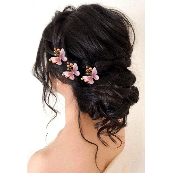 Pack_of_6_Orange_Butterfly_With_Pearls_Artificial_Hair_Pins_For_Women_Pins