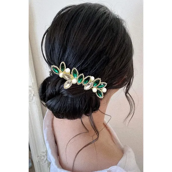 Green_Artificial_Barrette_Hair_Pin_For_Women_&_Girls