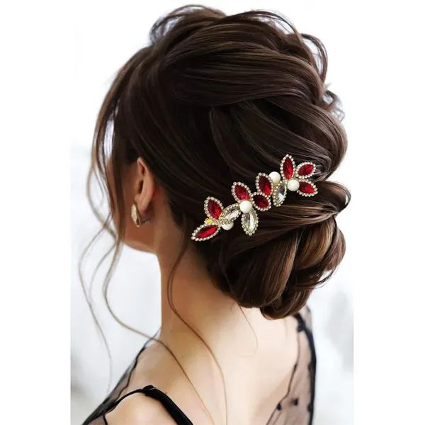 Red_Artificial_Barrette_Hair_Pin_For_Women_&_Girls