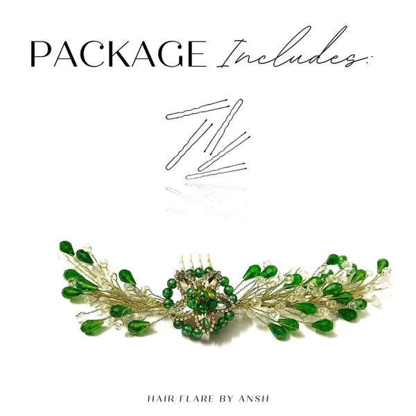 Dark_Green_Artificial_Barrate_Hairpins_For_Women_&_Girls