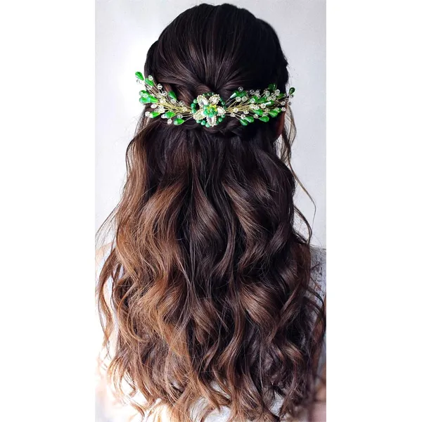 Dark_Green_Artificial_Barrate_Hairpins_For_Women_&_Girls