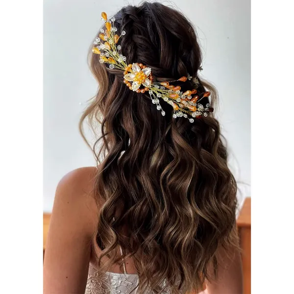 Orange_Stones_And_Pearls_Made_Floral_Designed_Artificial_Barrate_Hair_Pins_For_Women_&_Girls