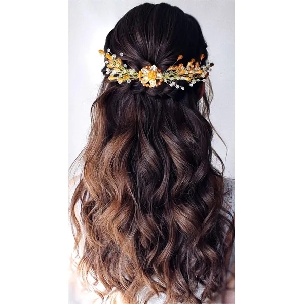 Orange_Stones_And_Pearls_Made_Floral_Designed_Artificial_Barrate_Hair_Pins_For_Women_&_Girls