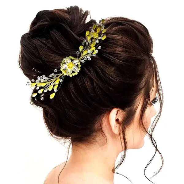 Yellow_Artificial_Barrate_Hairpins_For_Women_&_Girls